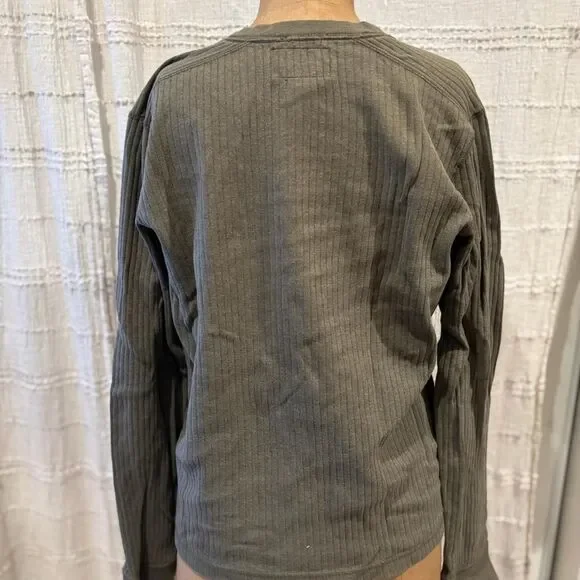 Abercrombie & Fitch Mens Vtg. Green Ribbed Long Sleeve Shirt 100% cotton Size M. - Picture 2 of 5